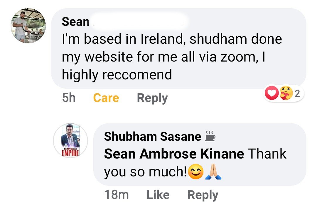 Client feedback from Sean
