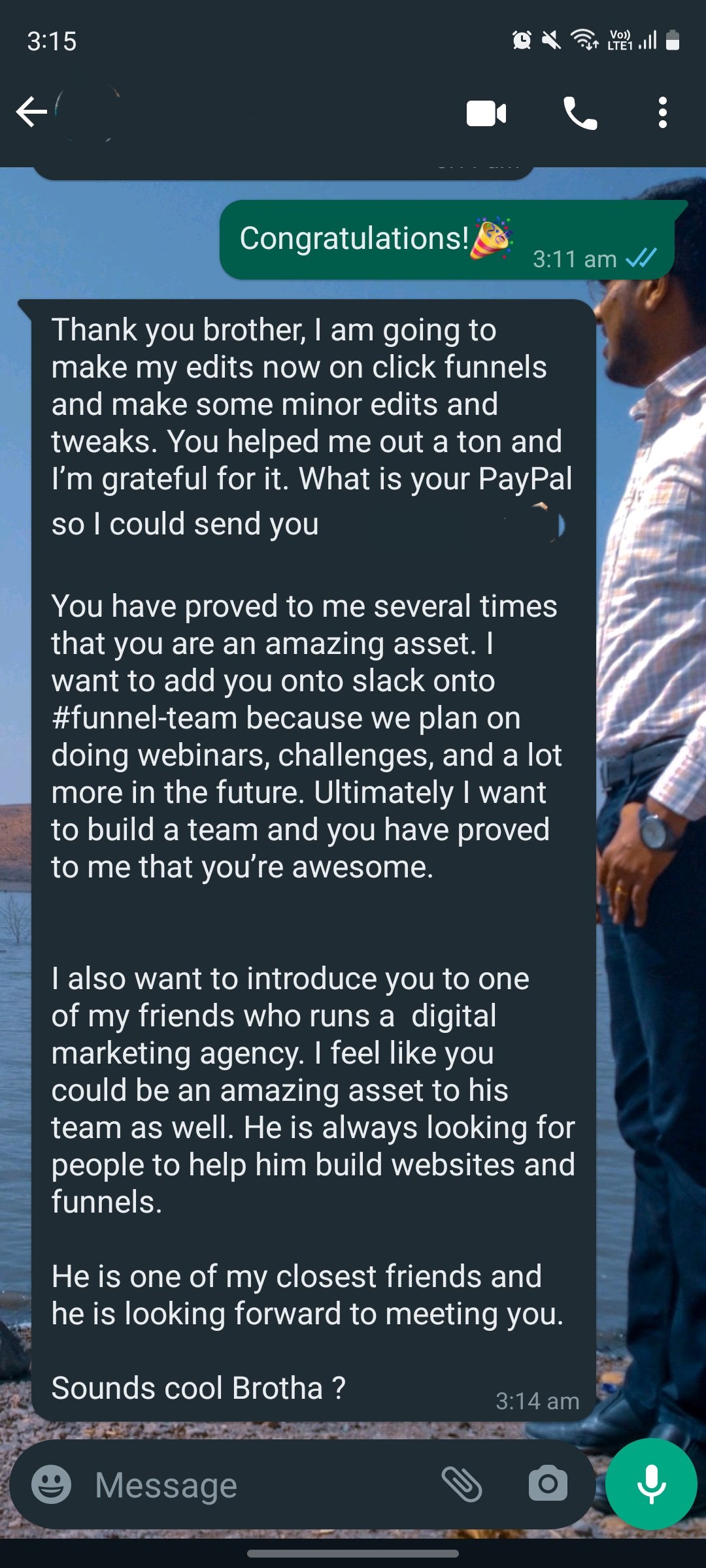 Additional client testimonial for Shubham Sasane
